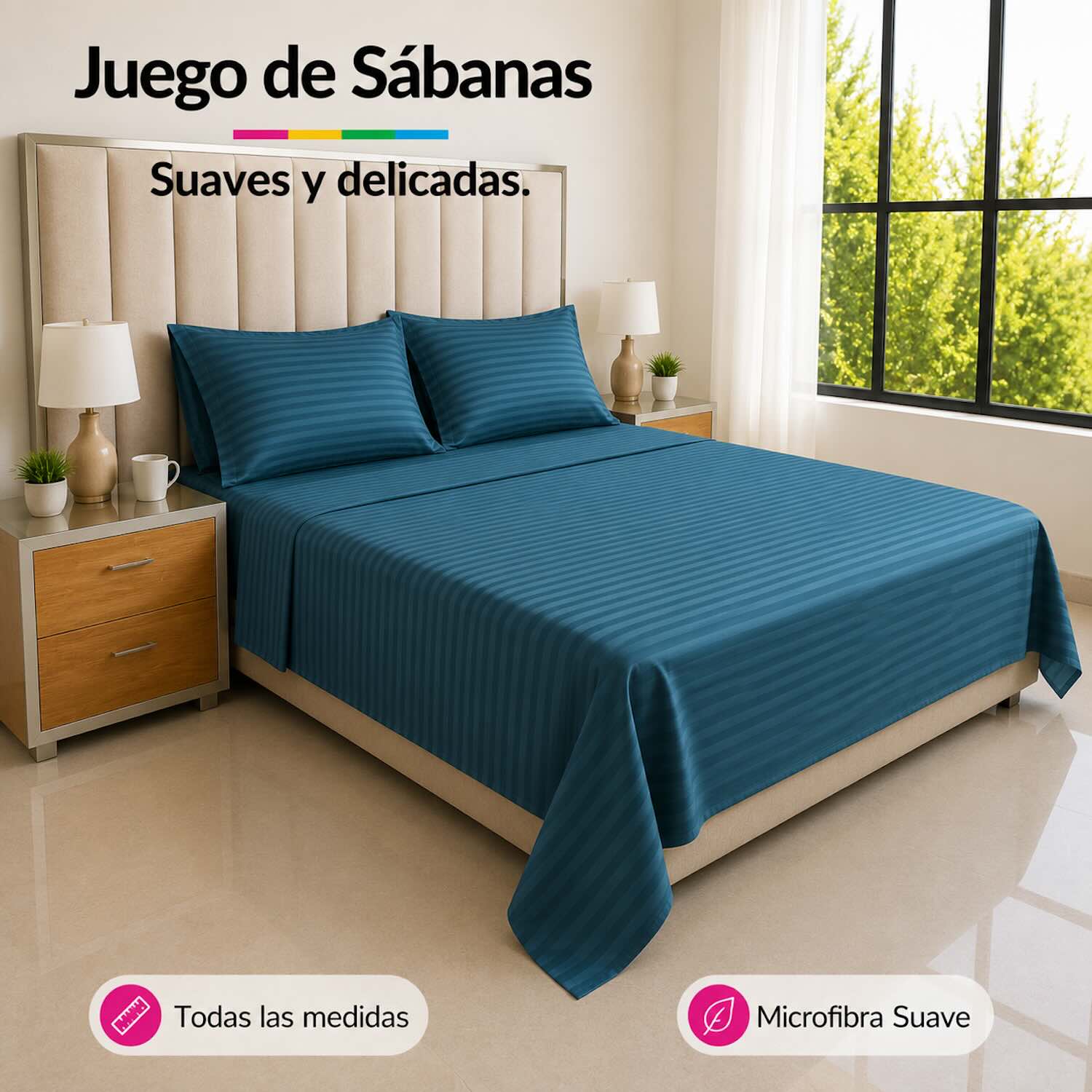 Juego de Sábanas Petróleo en Microfibra Suave