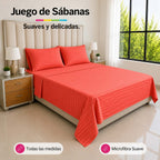 Juego de Sábanas Cama Doble 140x190cm Salmón en Microfibra Suave