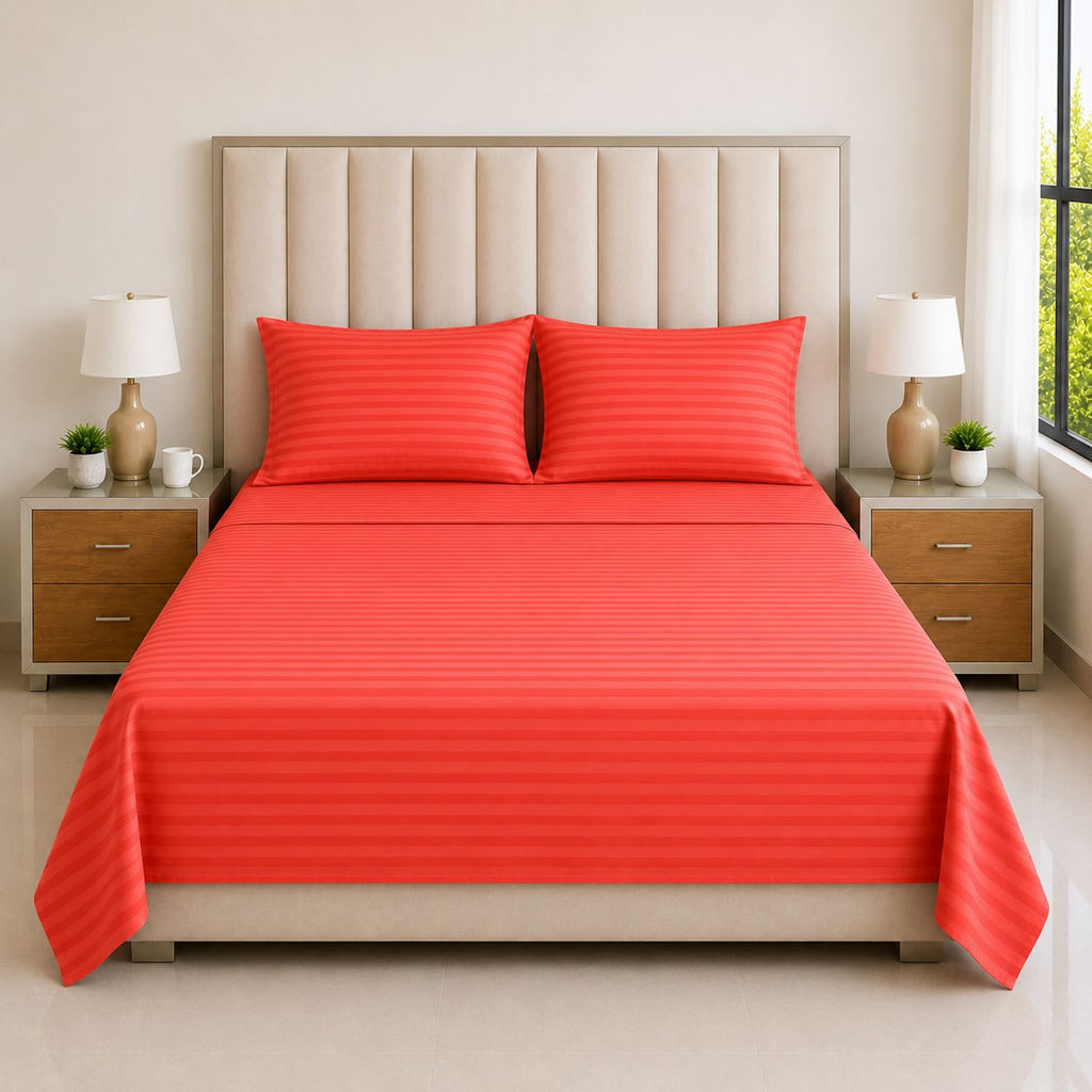 Juego de Sábanas Cama Doble 140x190cm Salmón en Microfibra Suave