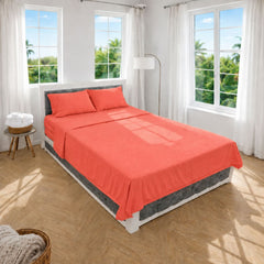 Juego de Sábanas Cama Doble 140x190cm Salmón en Microfibra Suave