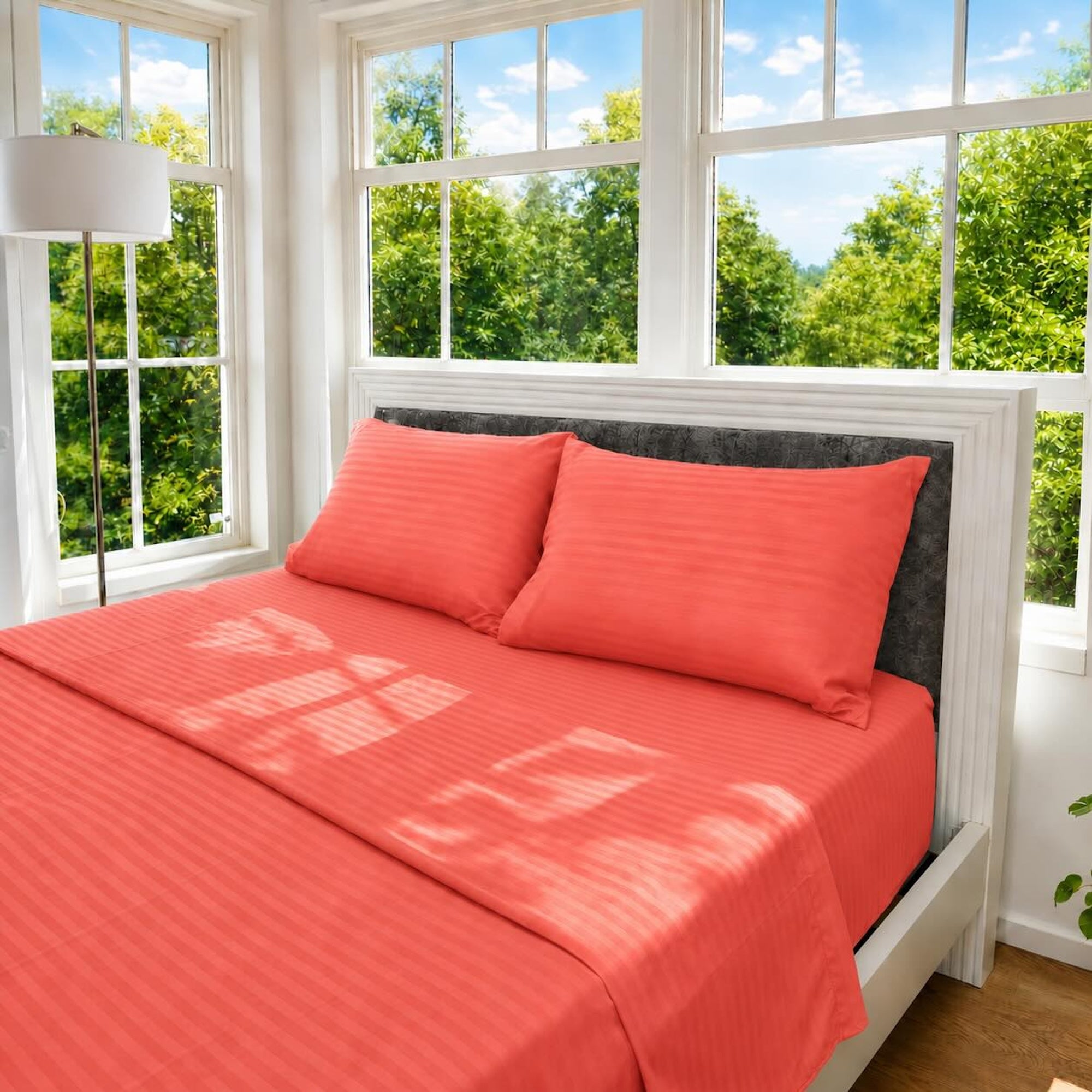 Juego de Sábanas Cama Doble 140x190cm Salmón en Microfibra Suave