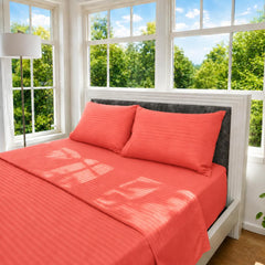 Juego de Sábanas Cama Doble 140x190cm Salmón en Microfibra Suave