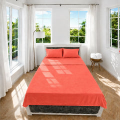 Juego de Sábanas Cama Doble 140x190cm Salmón en Microfibra Suave