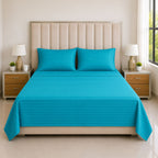 Juego de Sábanas Cama Doble 140x190cm Turquesa en Microfibra Suave