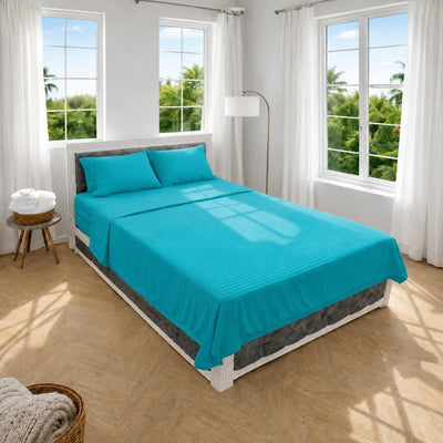 Juego de Sábanas Cama Doble 140x190cm Turquesa en Microfibra Suave