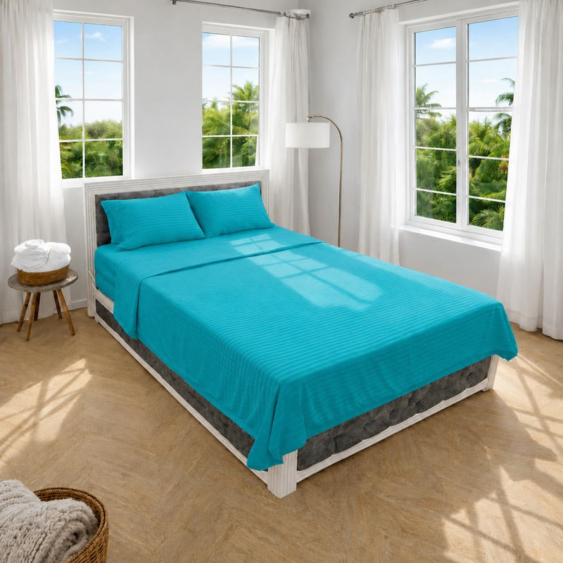 Juego de Sábanas Cama Doble 140x190cm Turquesa en Microfibra Suave