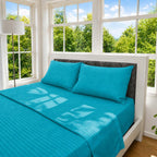 Juego de Sábanas Cama Doble 140x190cm Turquesa en Microfibra Suave