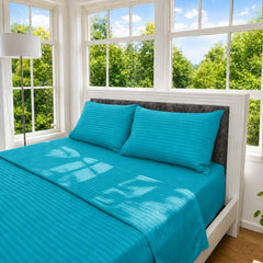 Juego de Sábanas Cama Doble 140x190cm Turquesa en Microfibra Suave