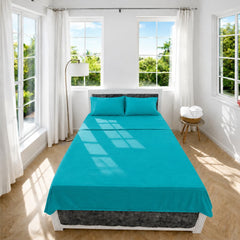 Juego de Sábanas Cama Doble 140x190cm Turquesa en Microfibra Suave