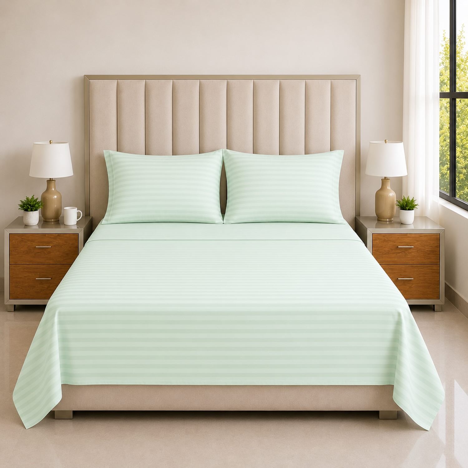 Juego de Sábanas Cama Doble 140x190cm Menta en Microfibra Suave