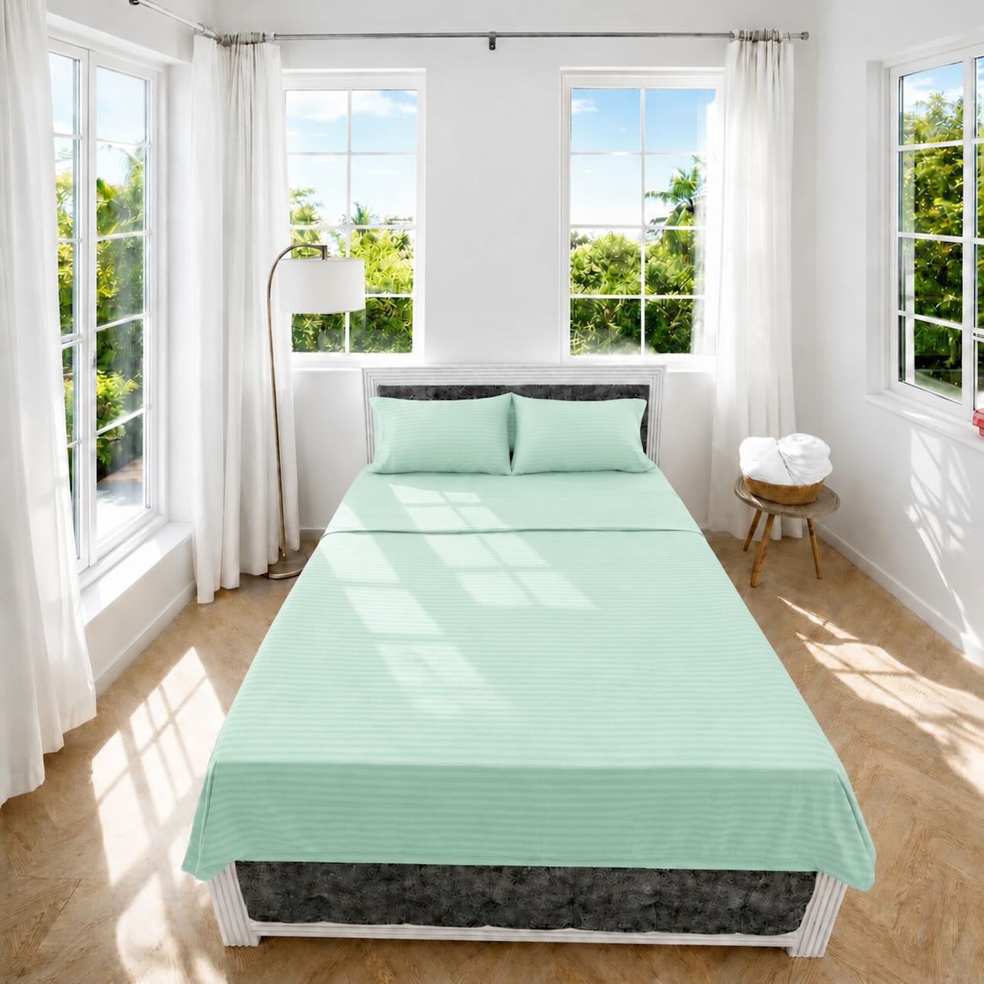 Juego de Sábanas Cama Doble 140x190cm Menta en Microfibra Suave