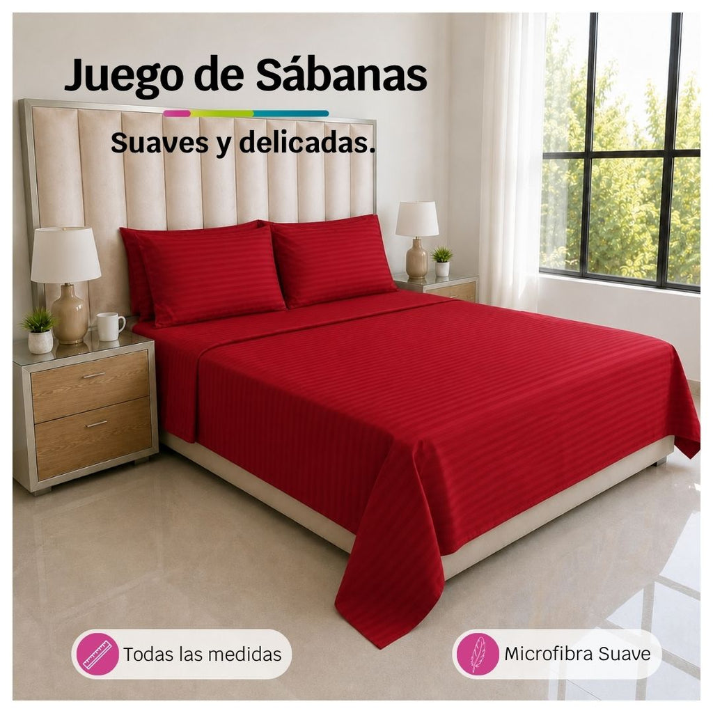 Juego de Sábanas Rojo en Microfibra Suave