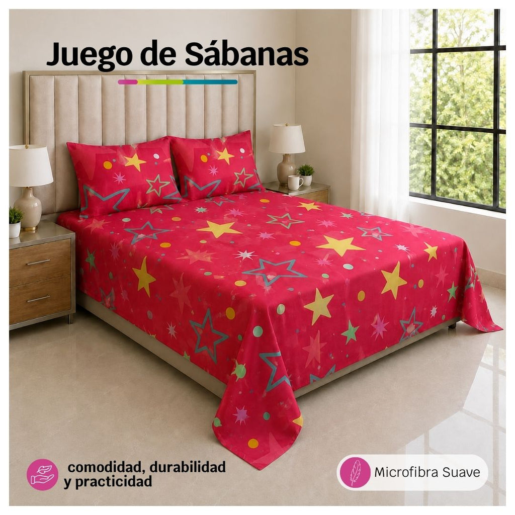 Juego de Sábanas Estrella en Microfibra Suave