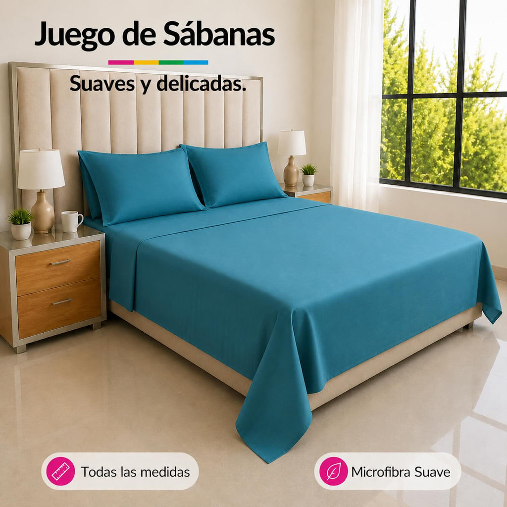 Juego de Sábanas Marino en Microfibra Suave