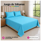 Juego de Sábanas Agua Marina en Microfibra Suave