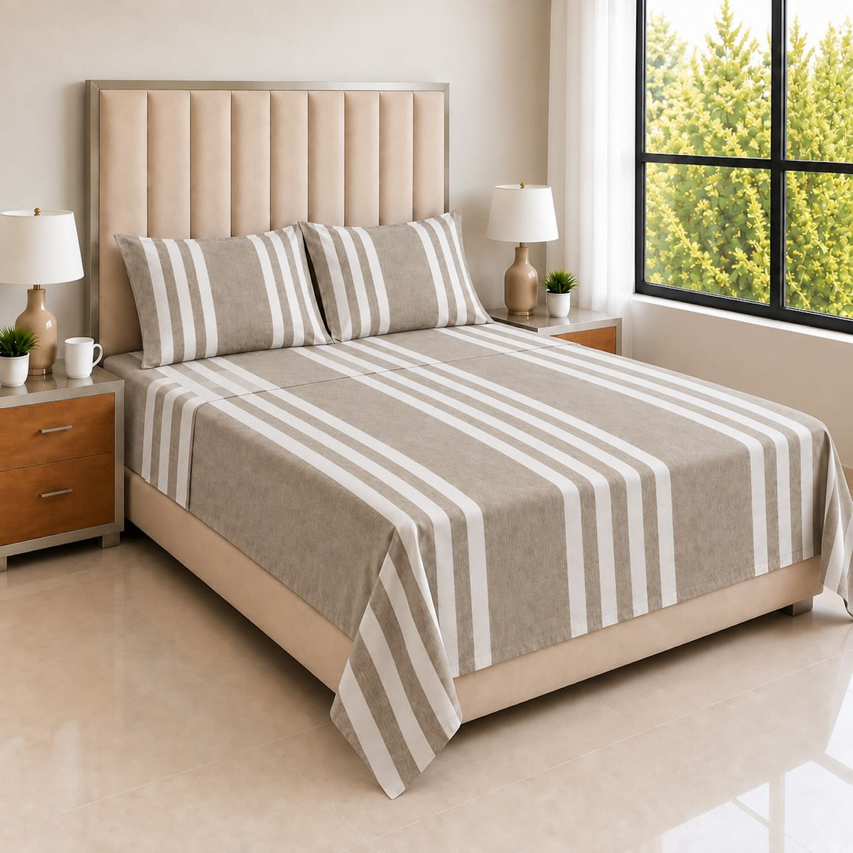 Juego de Sábanas Arena Cama Doble 140x190cm