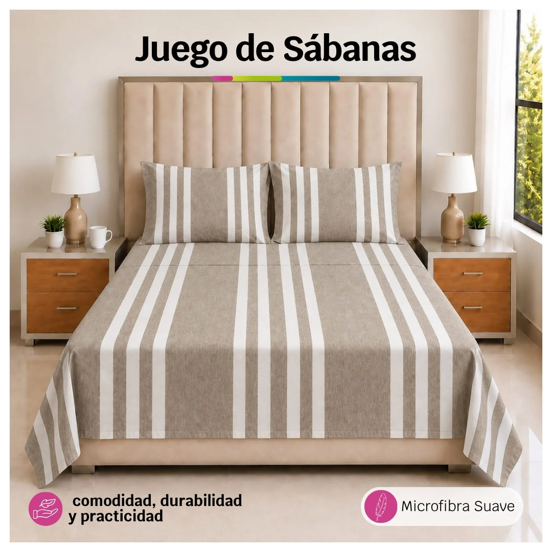 Juego de Sábanas Arena Cama Doble 140x190cm
