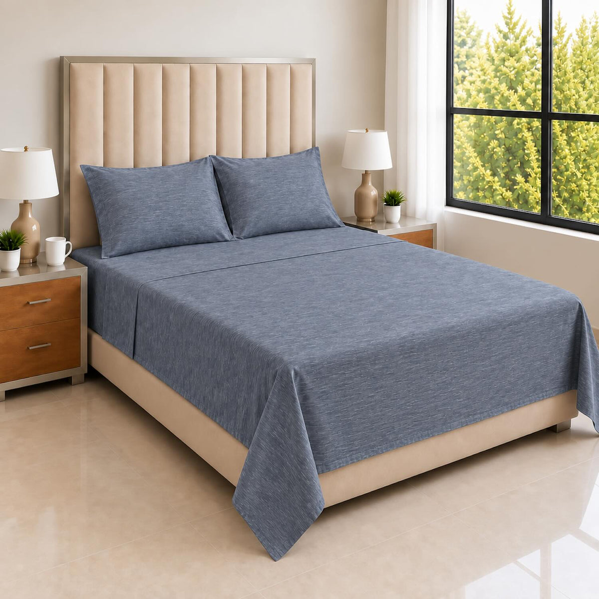 Juego de Sábanas Grafito Cama Doble 140x190cm