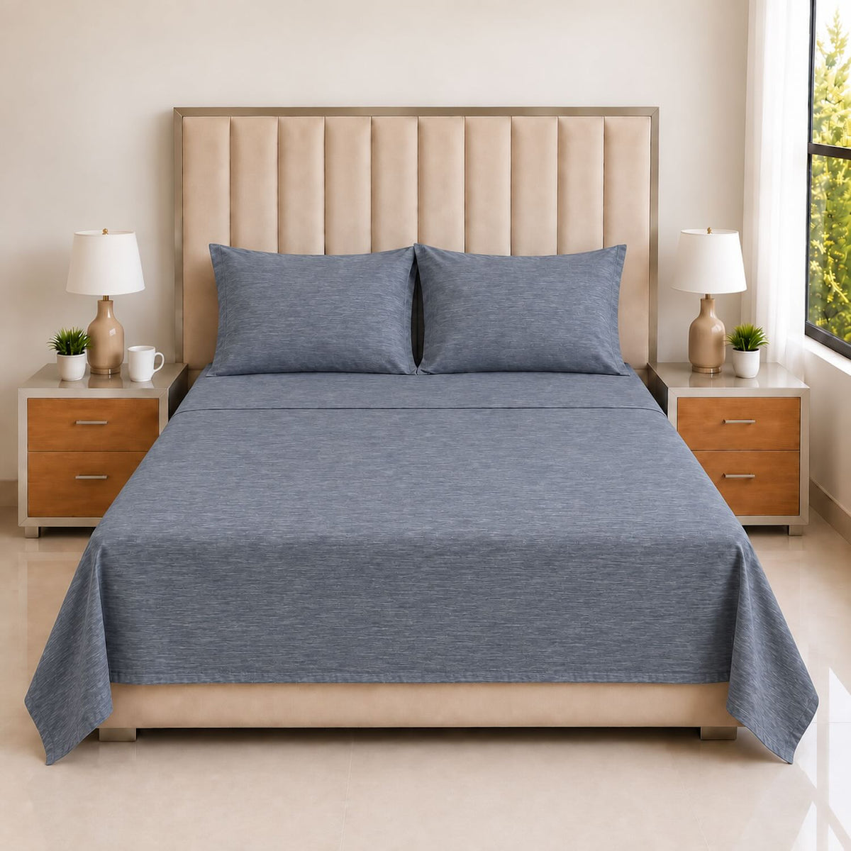 Juego de Sábanas Grafito Cama Doble 140x190cm