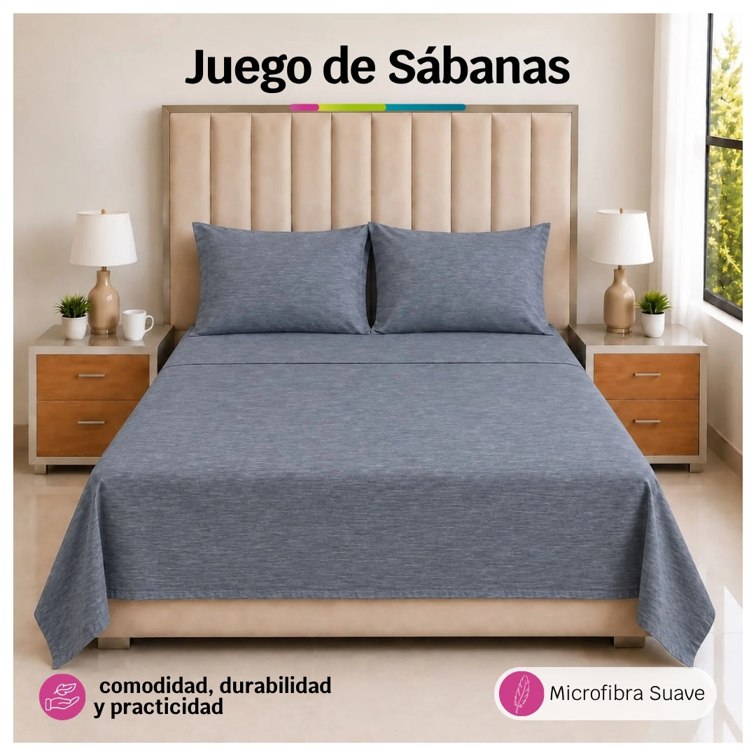 Juego de Sábanas Grafito Cama Doble 140x190cm