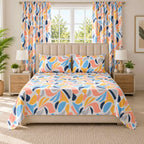 Combo Cortinas + Juego de Sábanas Cama Doble 140x190cm