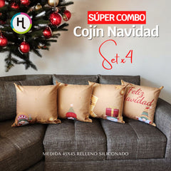 ¡OFERTA DE TEMPORADA! Set x 4 Cojines de Navidad Escoge tu combo favorito