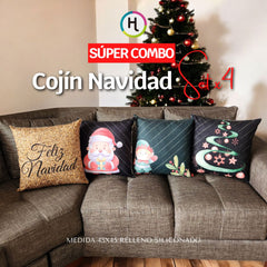 ¡OFERTA DE TEMPORADA! Set x 4 Cojines de Navidad Escoge tu combo favorito