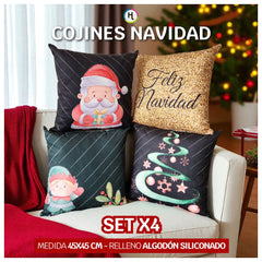 Set x 4 Cojines de Navidad  🎄Selecciona tu combo favorito
