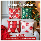 Set x 4 Cojines de Navidad 45x45 cm - Incluye Relleno 🎄