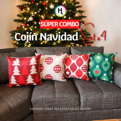 ¡OFERTA DE TEMPORADA! Set x 4 Cojines de Navidad Escoge tu combo favorito