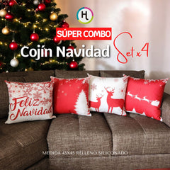 ¡OFERTA DE TEMPORADA! Set x 4 Cojines de Navidad Escoge tu combo favorito