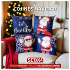 Set x 4 Cojines de Navidad 45x45 cm - Incluye Relleno 🎄
