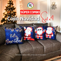 ¡OFERTA DE TEMPORADA! Set x 4 Cojines de Navidad Azul 568