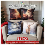 Set x 4 Cojines de Navidad 45x45 cm - Incluye Relleno 🎄