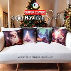 ¡OFERTA DE TEMPORADA! Set x 4 Cojines de Navidad Escoge tu combo favorito