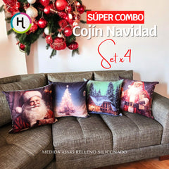 ¡OFERTA DE TEMPORADA! Set x 4 Cojines de Navidad Escoge tu combo favorito