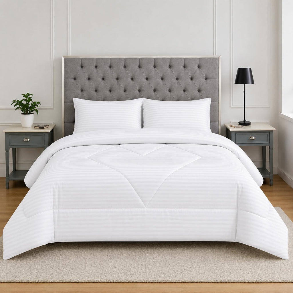 Edredón Doble Faz Blanco – Reversible, Suave y Liviano | Cama Doble 140x190cm