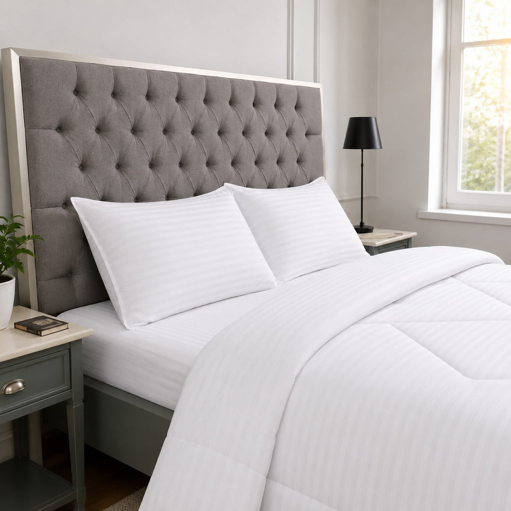 Edredón Doble Faz Blanco – Reversible, Suave y Liviano | Cama Doble 140x190cm