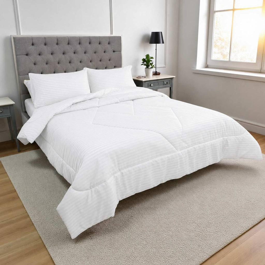 Edredón Doble Faz Blanco – Reversible, Suave y Liviano | Cama Doble 140x190cm