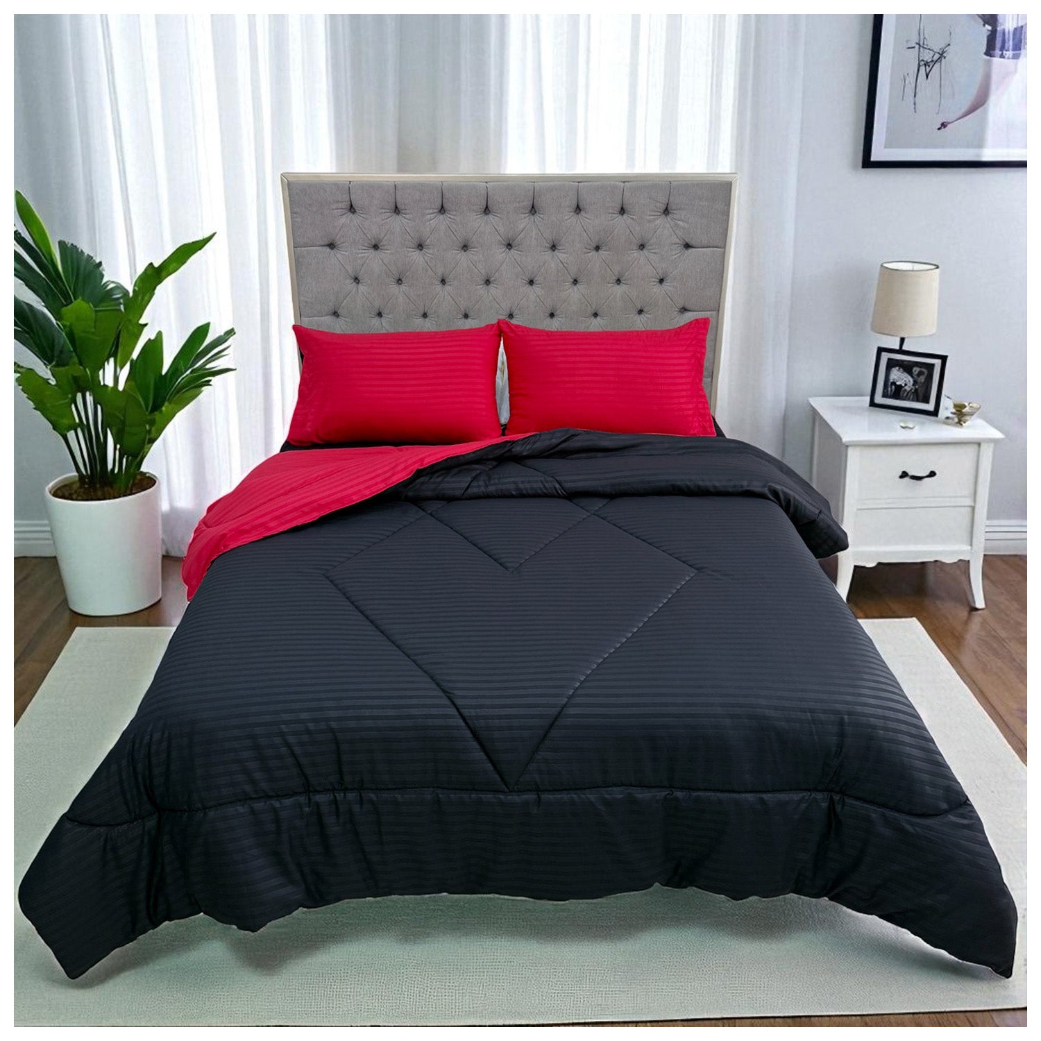 Edredón Doble Faz Carmesí Cama Doble 140x190cm