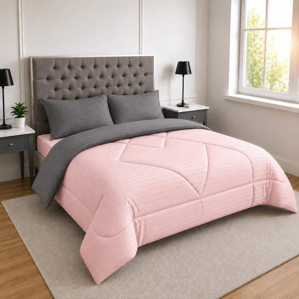 Edredón Doble Faz Rosa Cama Doble 140x190cm