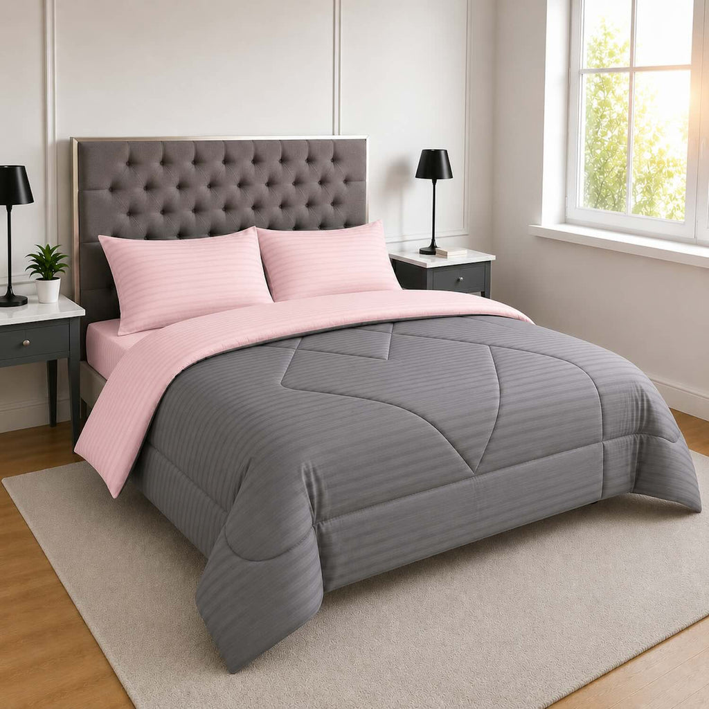 Edredón Doble Faz Rosa Cama Doble 140x190cm