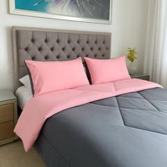 Edredón Doble Faz Rosa Cama Doble 140x190cm