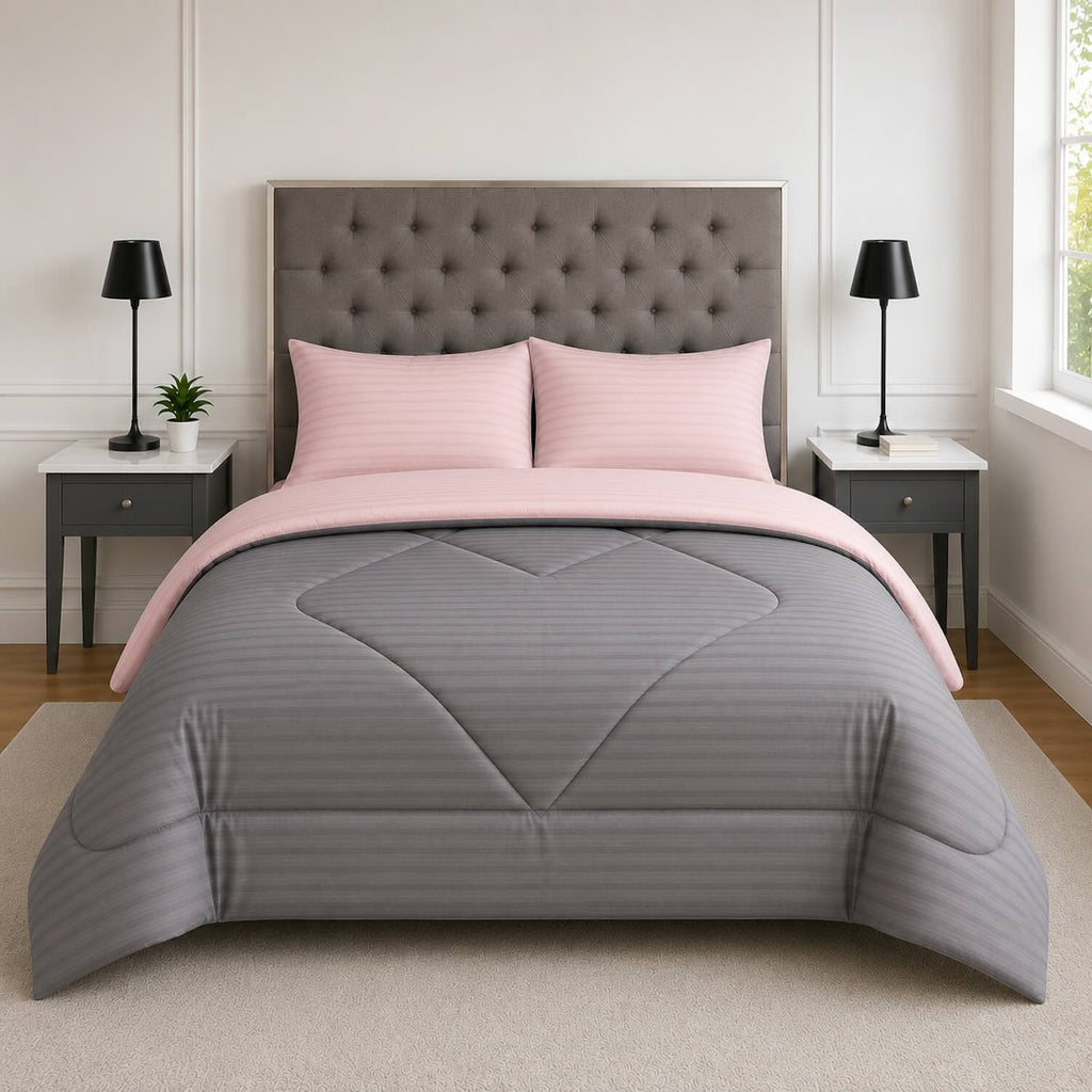 Edredón Doble Faz Rosa Cama Doble 140x190cm