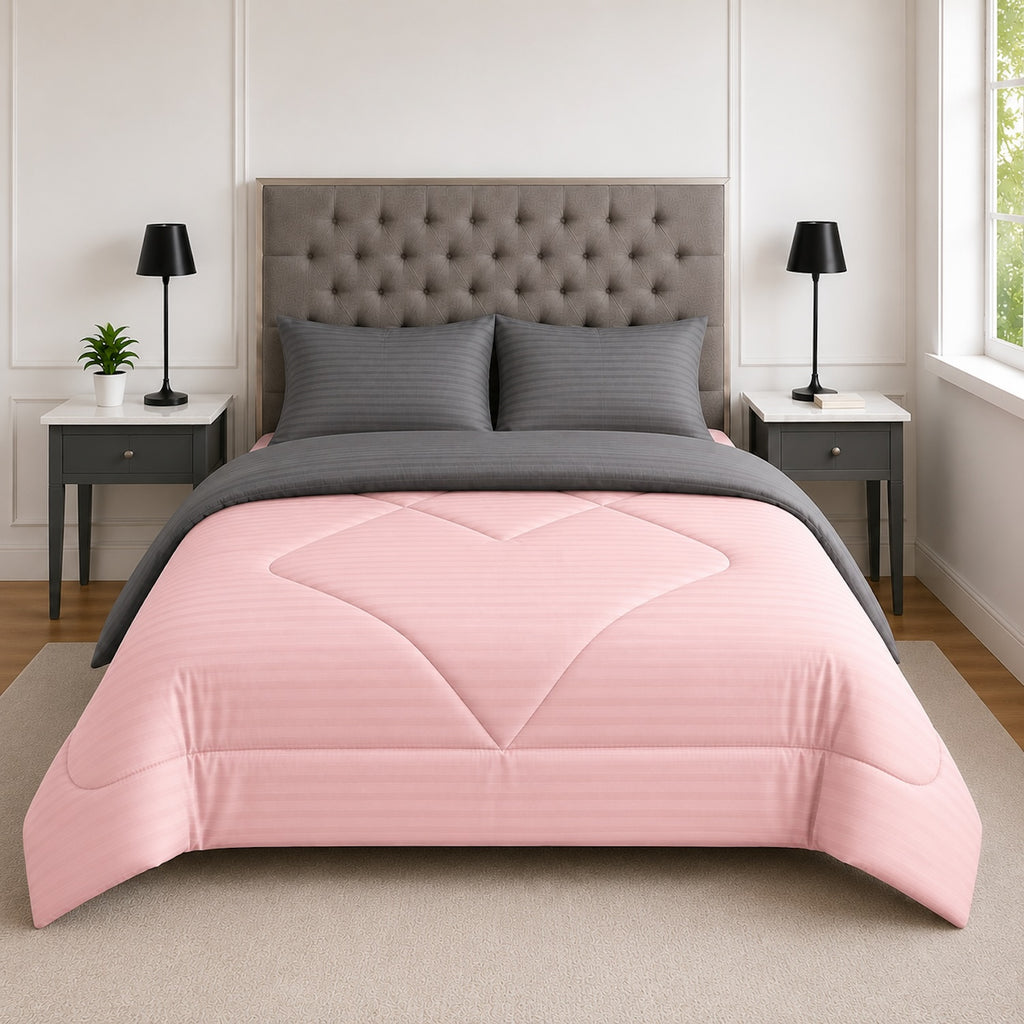 Edredón Doble Faz Rosa Cama Doble 140x190cm