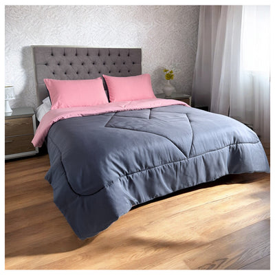 Edredón Doble Faz Rosa Cama Doble 140x190cm