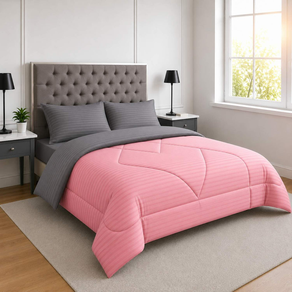 Edredón Doble Faz Rosa Cama Doble 140x190cm