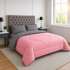 Edredón Doble Faz Rosa Cama Doble 140x190cm