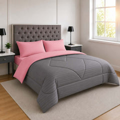 Edredón Doble Faz Rosa Cama Doble 140x190cm