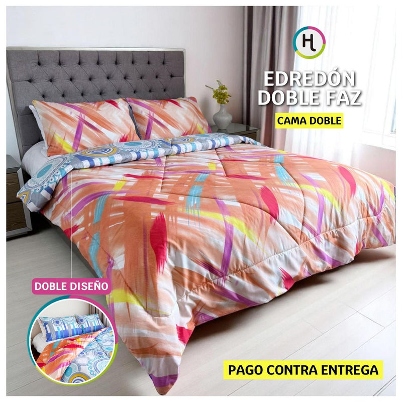 Edredón Doble Faz Estampado Euforia Cama Doble 140x190cm